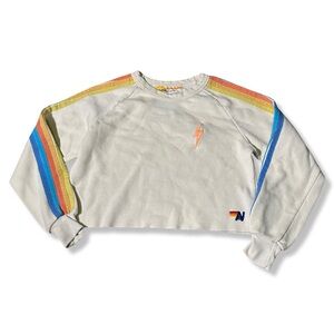 Aviator Nation Cream Sweatshirt with Yellow and Orange Accents
